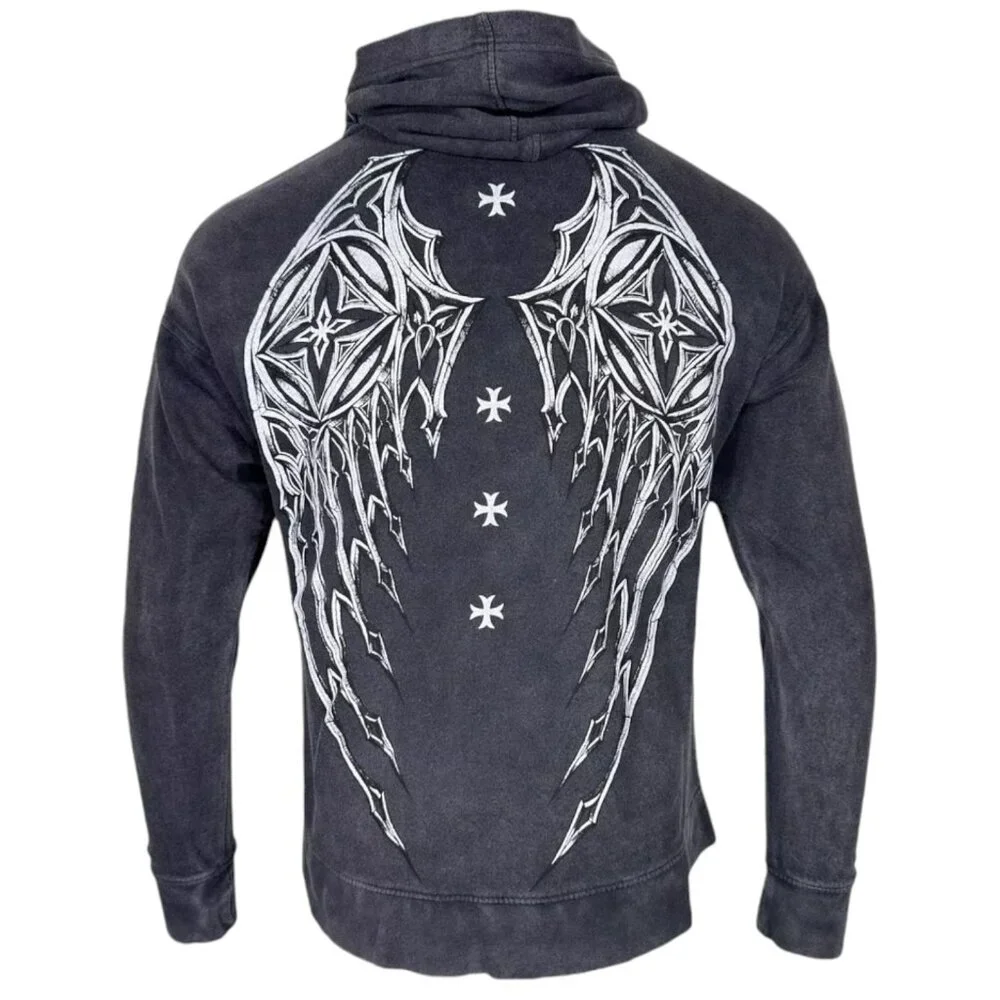 Archaic By Affliction Unisex Oversized Boxy Pullover Hoodie Stone Ranger